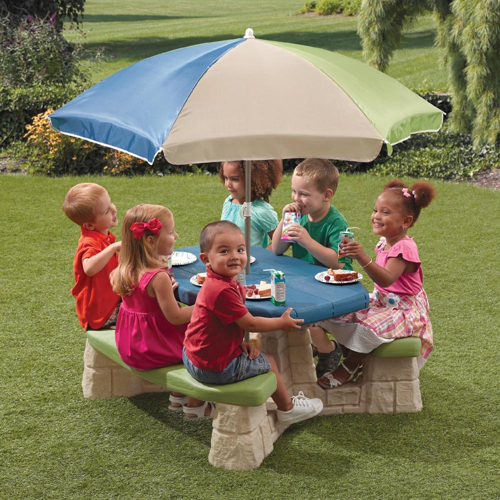 Naturally Playful Picnic Table with Umbrella
