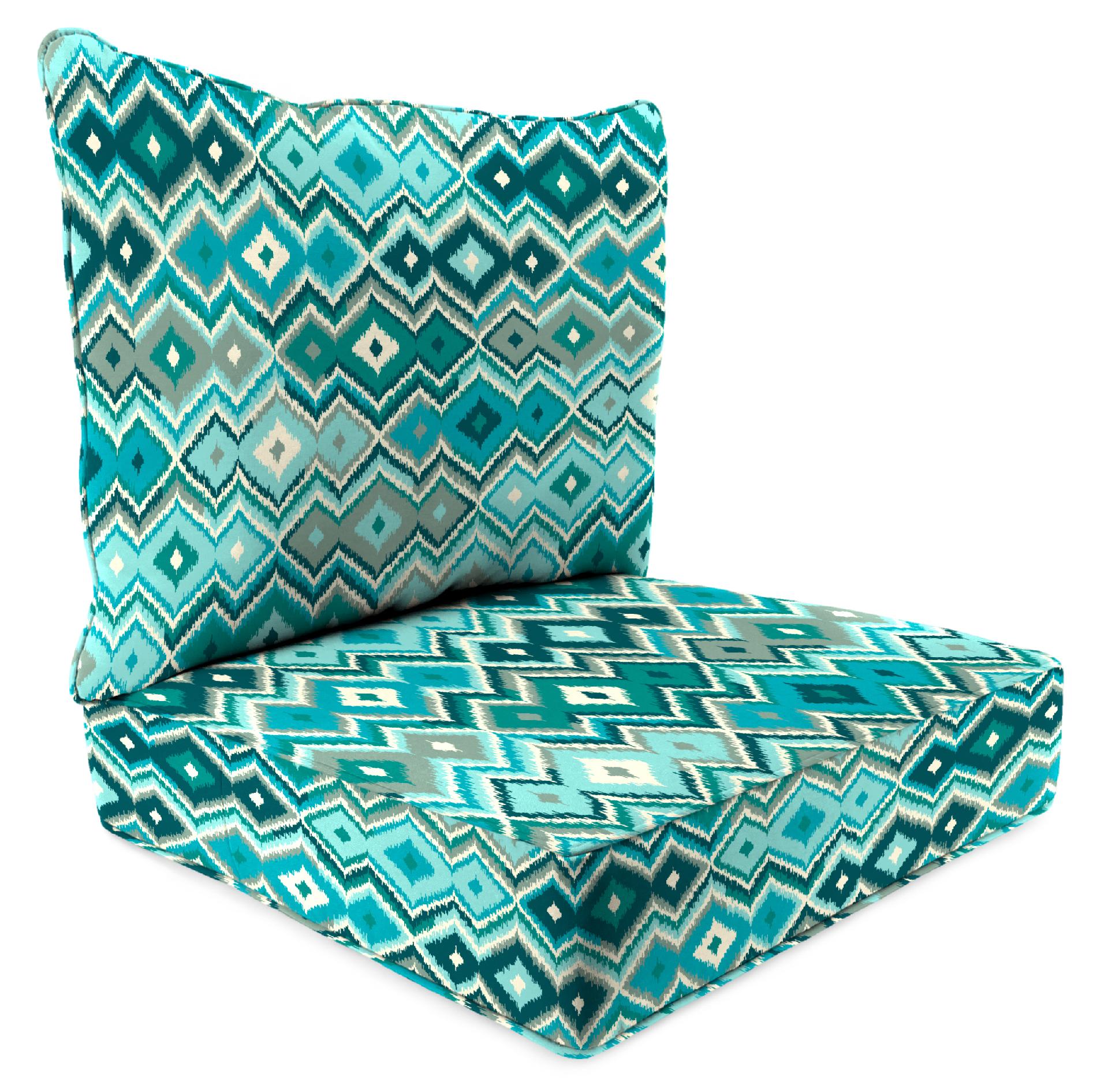 2 Piece Deep Seat Chair Cushion in Marva Peacock