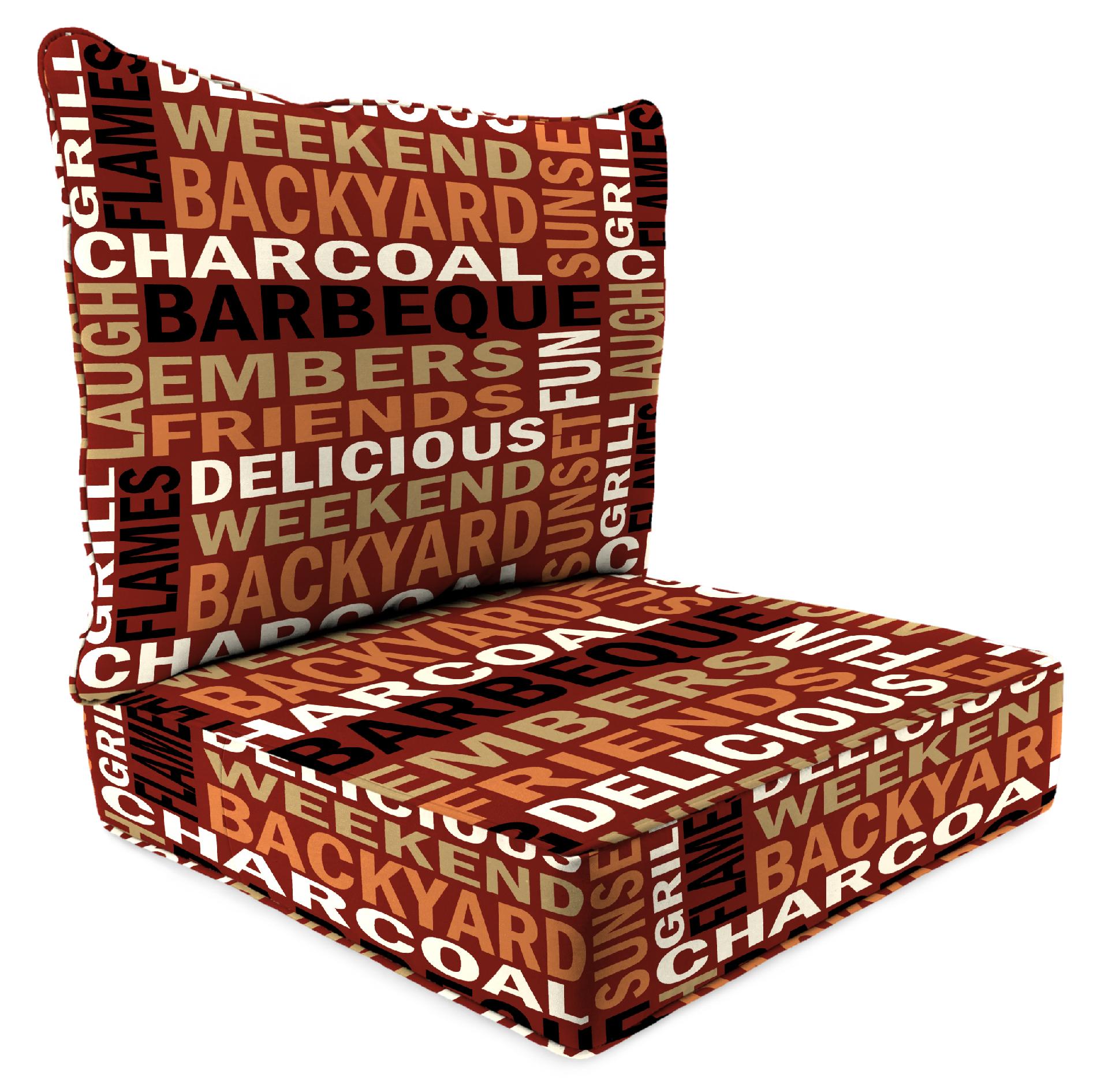 2 Piece Deep Seat Chair Cushion in Grillin Sangria