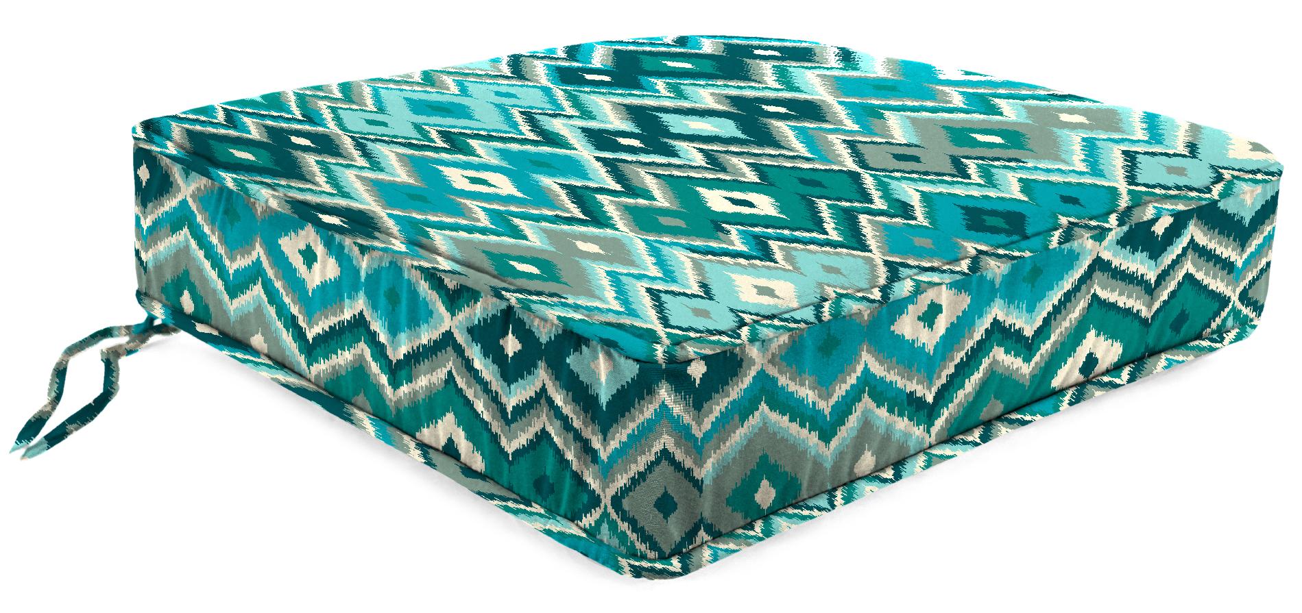 Tapered Boxed Seat Cushion in Marva Peacock