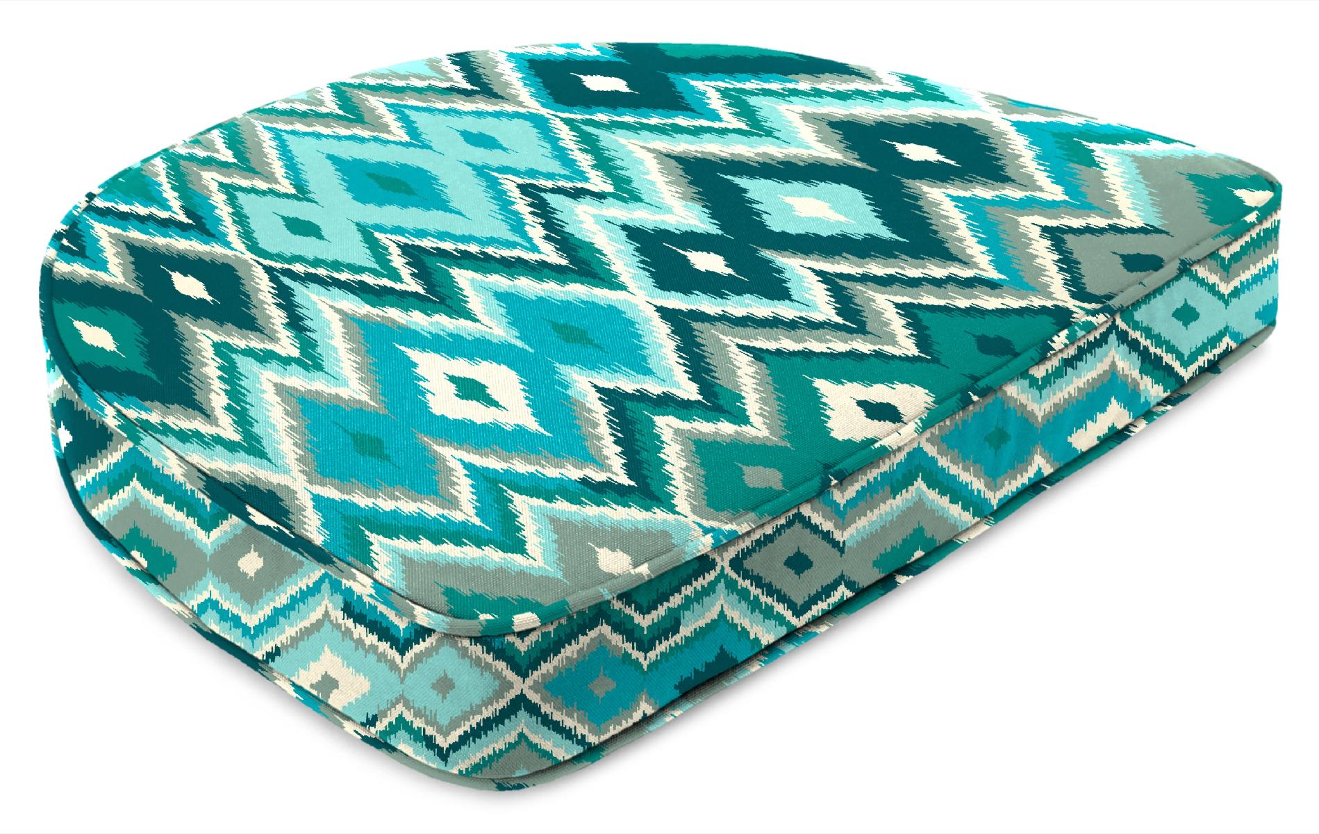 Contoured Boxed Chair Cushion in Marva Peacock