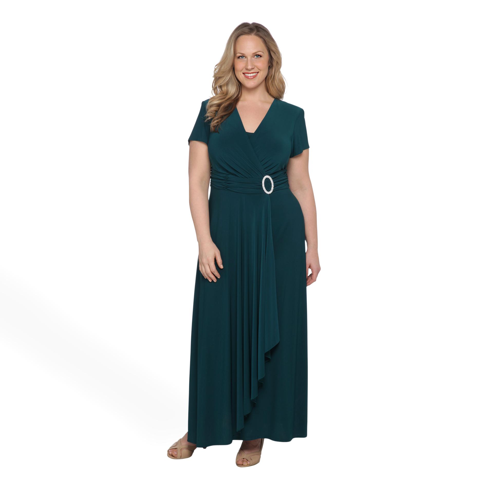 Kathy Roberts Women's Plus Faux Wrap Dress at Sears