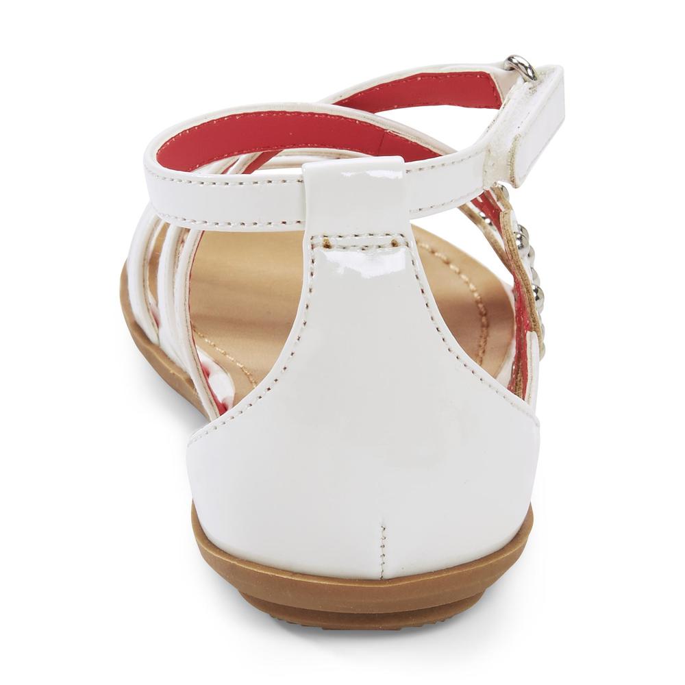 Bongo Toddler Girl's Ginny White Studded Gladiator Sandal - Hearts