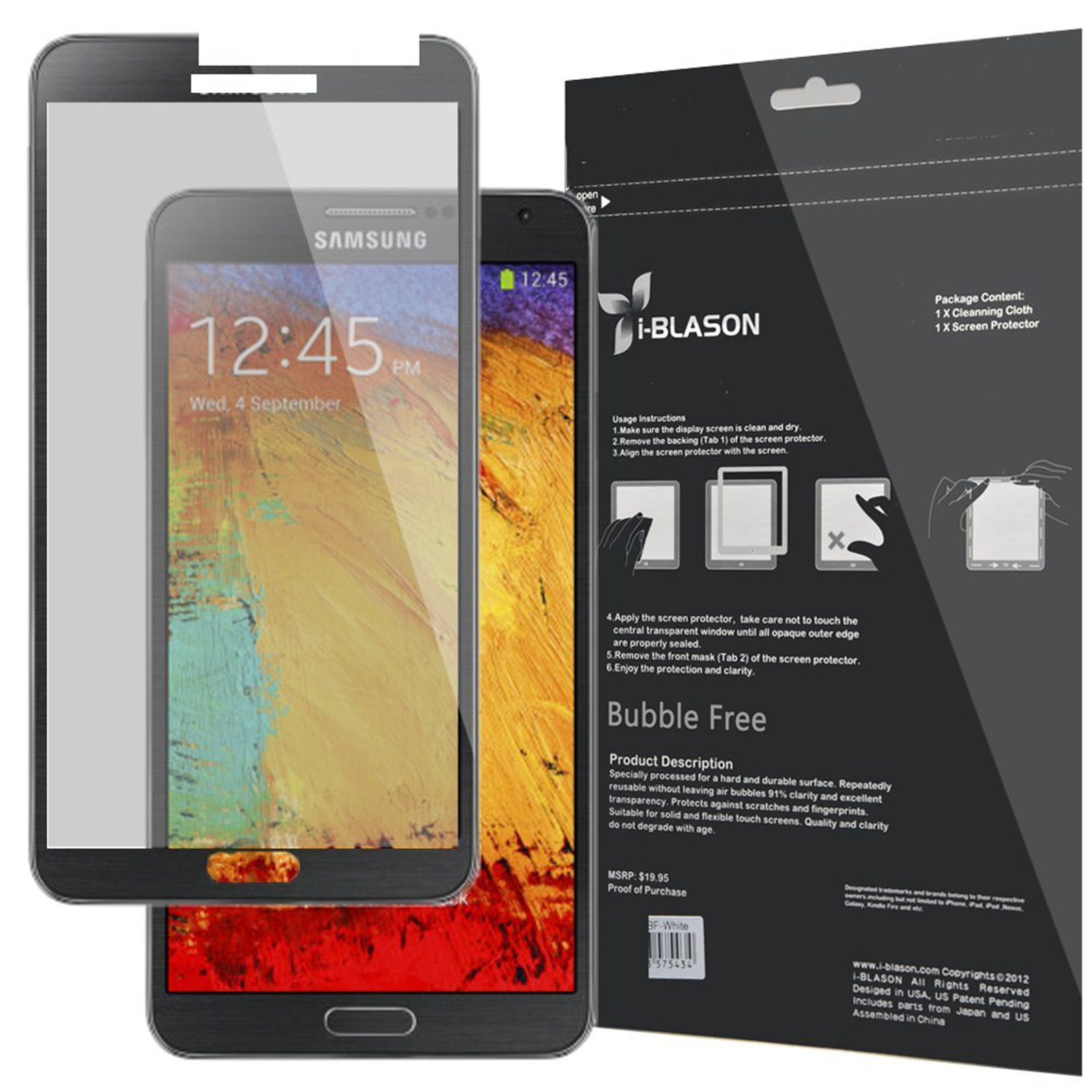 GalaxyNoteIII-BF HD Matte Bubble-Free Screen Protector for Samsung Galaxy Note III, Black
