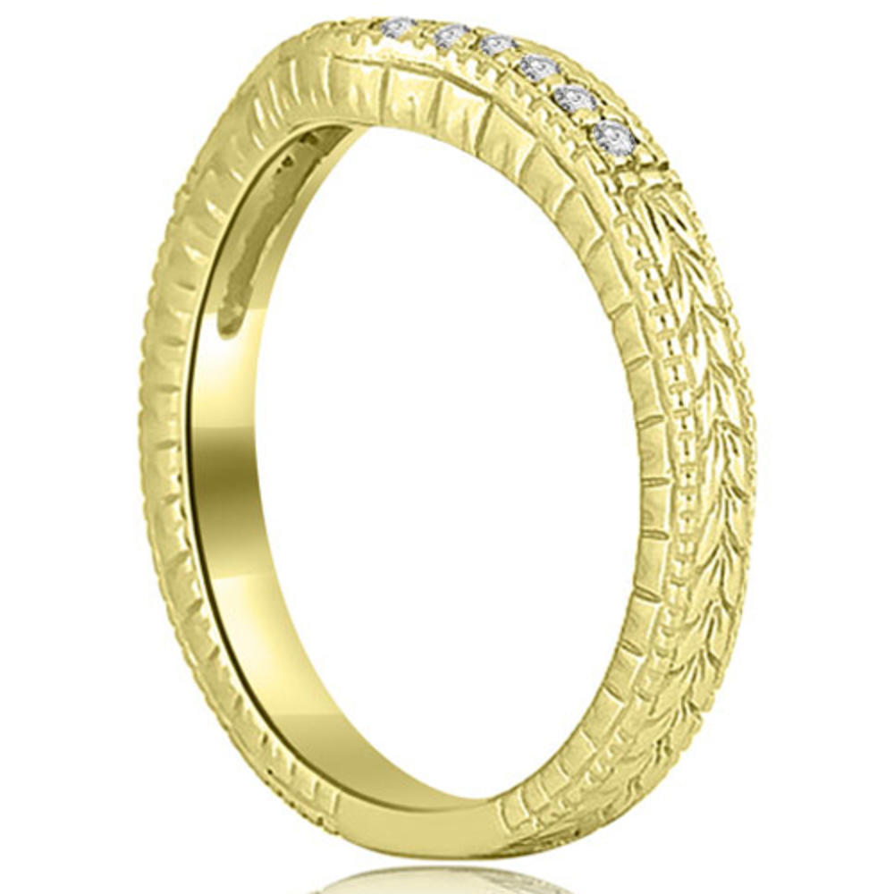 14K Yellow Gold 0.15 cttw  Antique Cathedral Round Curve Diamond Wedding Band (I1, H-I)