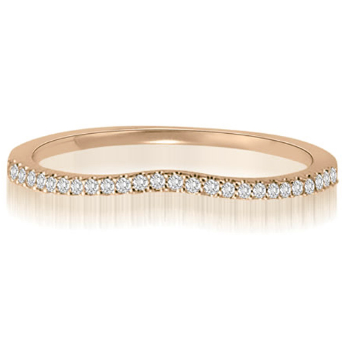 14K Rose Gold 0.15 cttw  Curved Petite Round Cut Diamond Wedding Ring (I1, H-I)