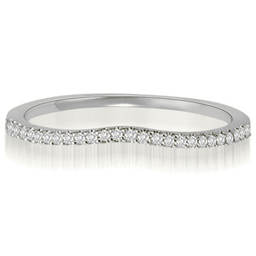 14K White Gold 0.15 cttw  Curved Petite Round Cut Diamond Wedding Ring (I1, H-I)