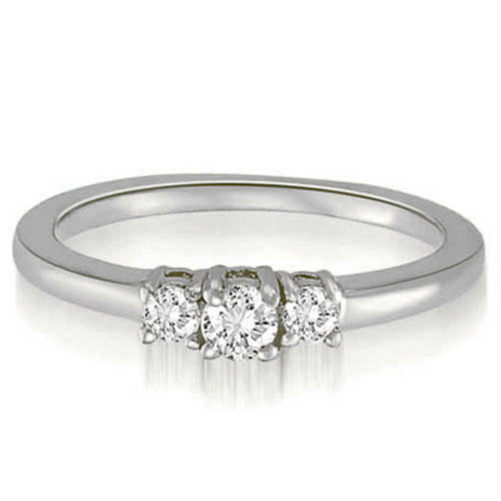 14K White Gold 0.37 cttw  Basket Three-Stone Round Cut Diamond Engagement Ring (I1, H-I)