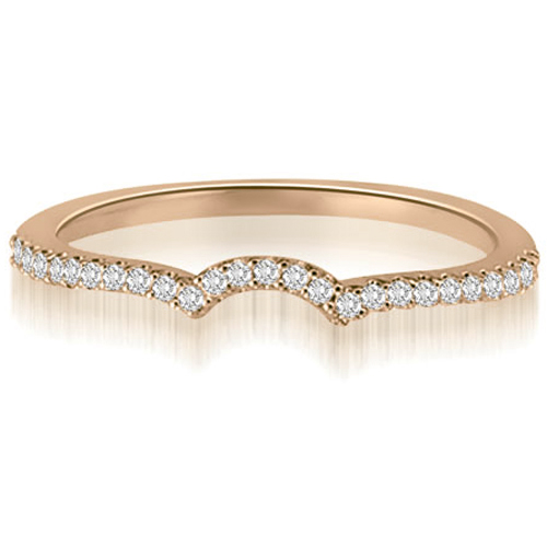 14K Rose Gold 0.15 cttw  Petite Round Cut Diamond Curved Wedding Ring (I1, H-I)