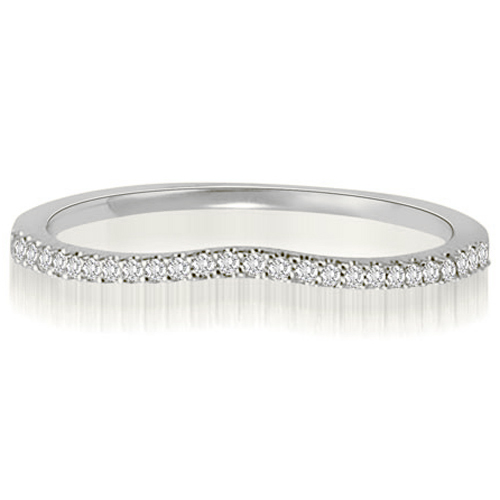 18K White Gold 0.15 cttw  Curved Petite Round Cut Diamond Wedding Ring (I1, H-I)