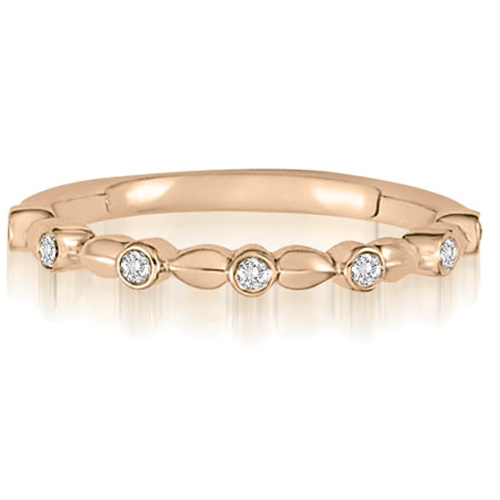 14K Rose Gold 0.07 cttw Vintage Bezel Set Round Cut Diamond Wedding Ring (I1, H-I)