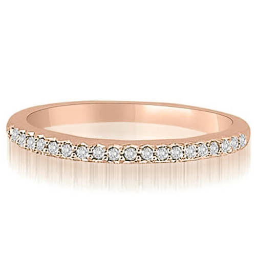 18K Rose Gold 0.11 cttw Antique Style Milgrain Round Cut Diamond Wedding Ring (I1, H-I)