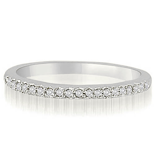 18K White Gold 0.11 cttw Antique Style Milgrain Round Cut Diamond Wedding Ring (I1, H-I)