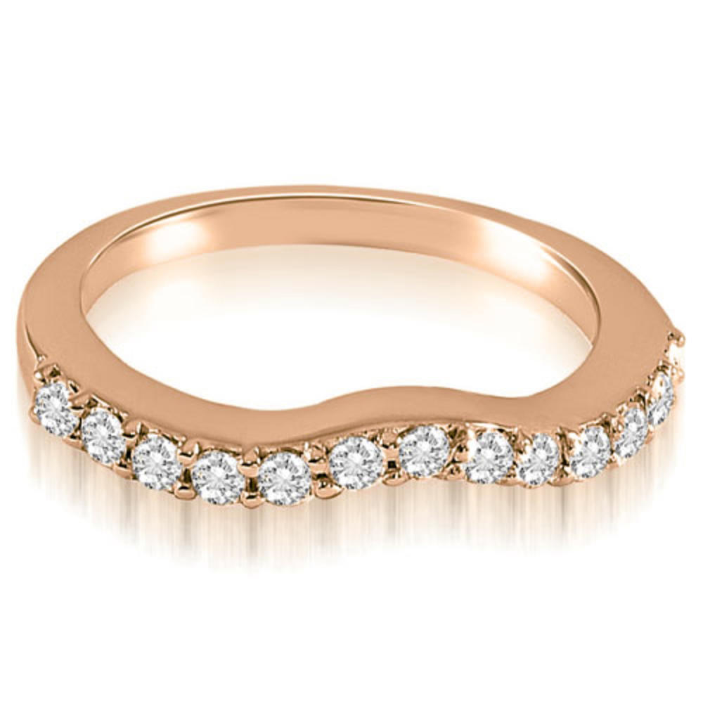 14K Rose Gold 0.21 cttw  Curved Round Cut Diamond Wedding Band (I1, H-I)