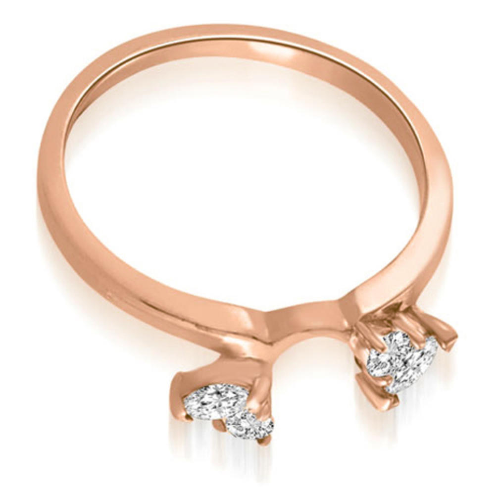 0.30 Cttw Round- and Marquise-Cut 14K Rose Gold Diamond Wedding Ring