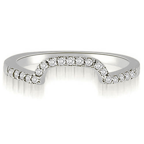 14K White Gold 0.19 cttw Curved Round Cut Diamond Wedding Ring (I1, H-I)