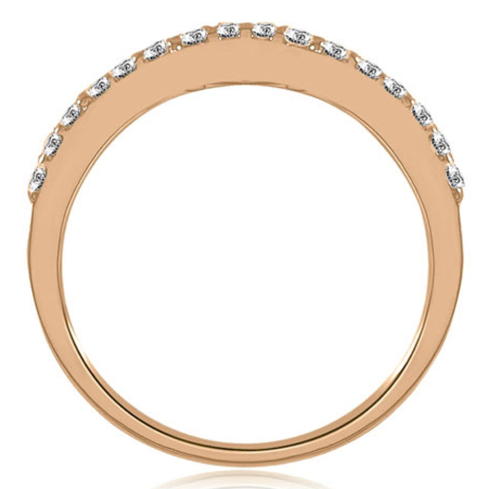 14K Rose Gold 0.24 cttw  Curved Round Cut Diamond Wedding Ring (I1, H-I)