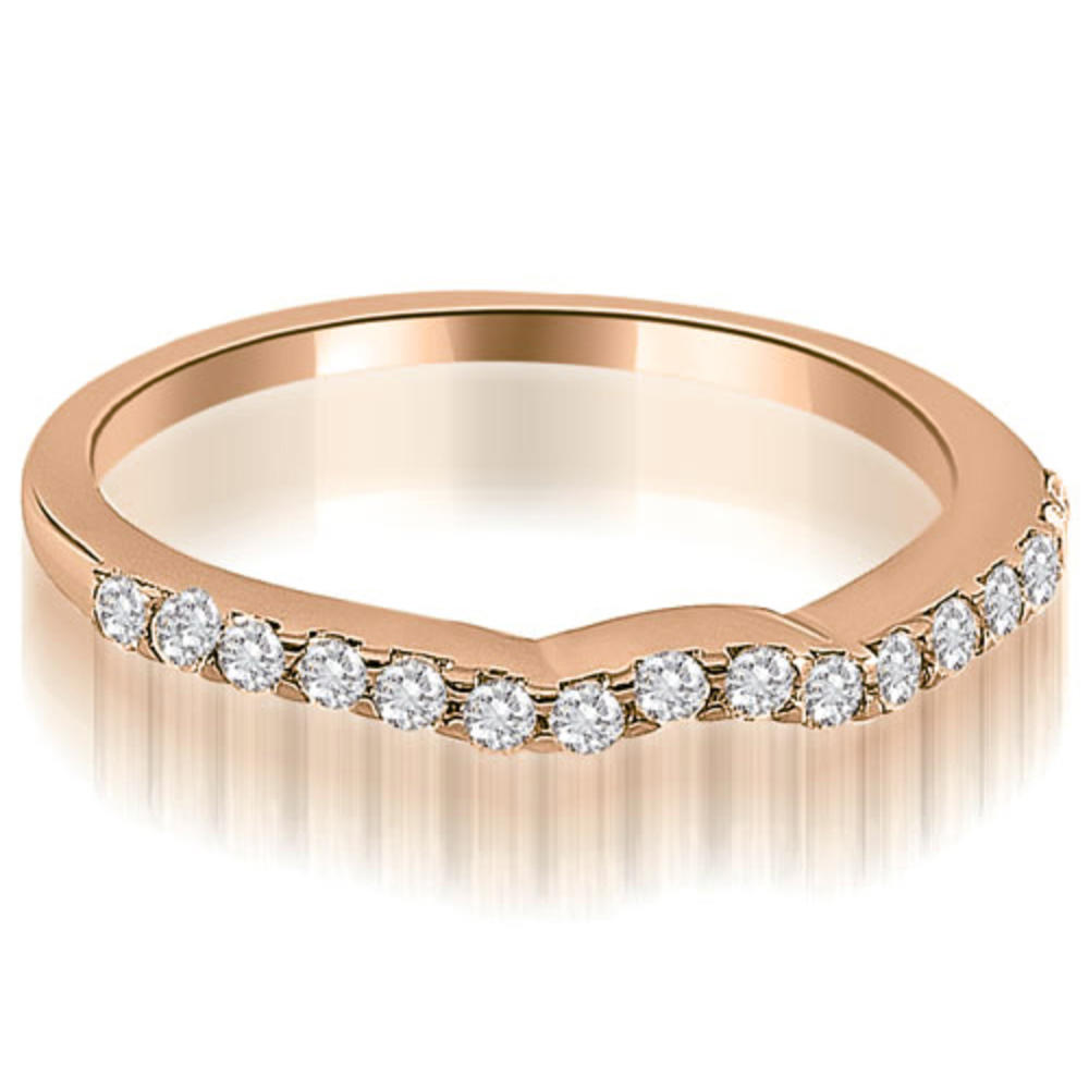 14K Rose Gold 0.24 cttw  Curved Round Cut Diamond Wedding Ring (I1, H-I)