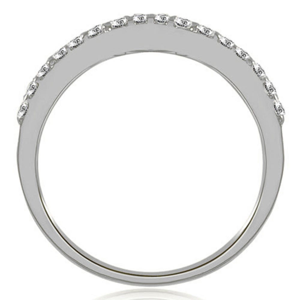 14K White Gold 0.24 cttw  Curved Round Cut Diamond Wedding Ring (I1, H-I)