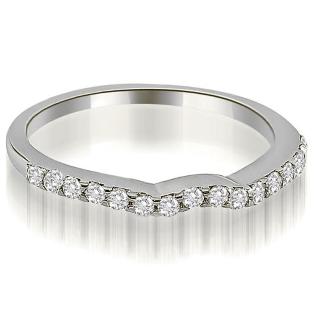 14K White Gold 0.24 cttw  Curved Round Cut Diamond Wedding Ring (I1, H-I)