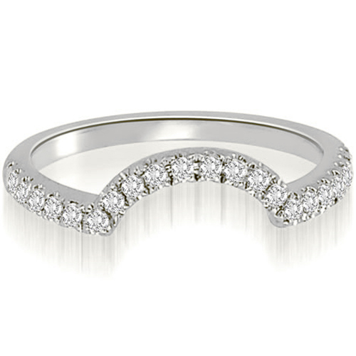 14K White Gold 0.20 cttw  Curved Round Cut Diamond Wedding Ring (I1, H-I)