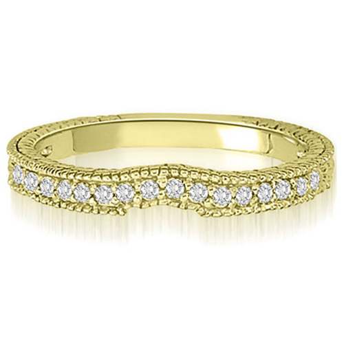 14K Yellow Gold 0.15 cttw  Antique Style Milgrain Round Cut Diamond Wedding Ring (I1, H-I)