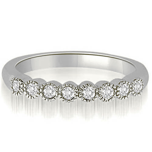 14K White Gold 0.25 cttw  Antique Milgrain Round Cut Diamond Wedding Ring (I1, H-I)
