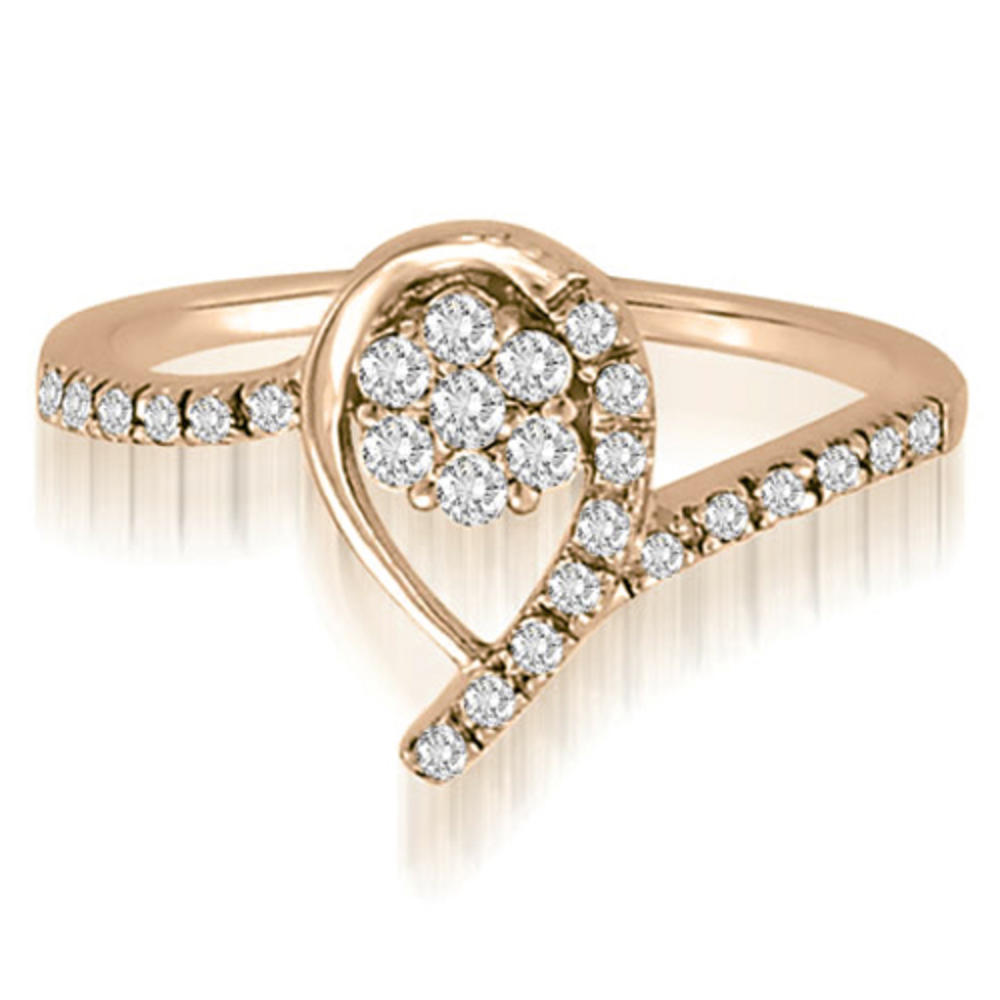 14K Rose Gold 0.25 cttw  Flower Cluster Round Cut Diamond Fashion Ring (I1, H-I)