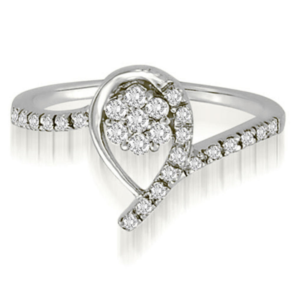 14K White Gold 0.25 cttw  Flower Cluster Round Cut Diamond Fashion Ring (I1, H-I)