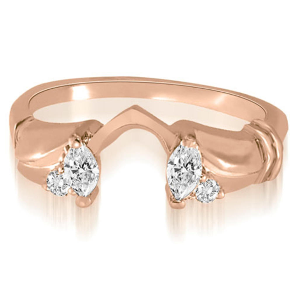 0.26 Cttw Round and Marquise Cut 14k Rose Gold Diamond Wedding Ring