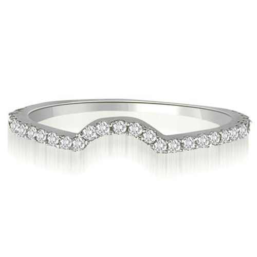 14K White Gold 0.25 cttw  Curved Petite Round Cut Diamond Wedding Ring (I1, H-I)