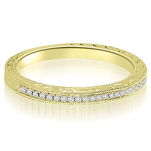 14K Yellow Gold 0.10 cttw Antique Milgrain Petite Round Diamond Wedding Ring (I1, H-I)