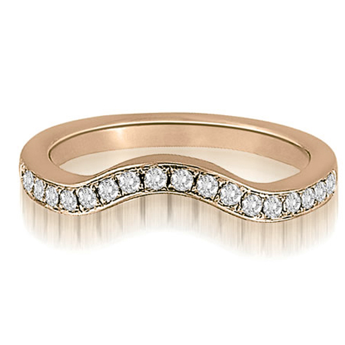14K Rose Gold 0.25 cttw  Curved Round Cut Diamond Wedding Ring (I1, H-I)