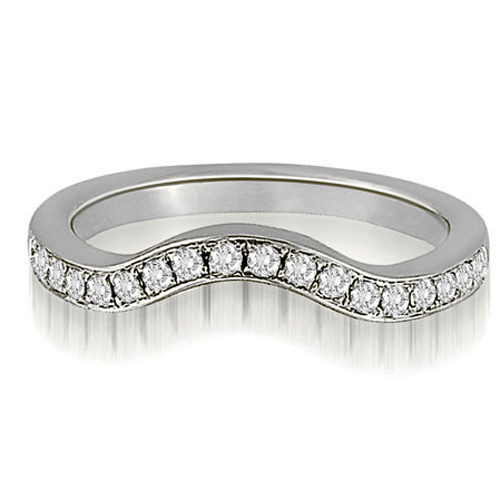 14K White Gold 0.25 cttw  Curved Round Cut Diamond Wedding Ring (I1, H-I)