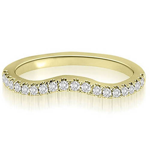 14K Yellow Gold 0.25 cttw  Curved Round Cut Diamond Wedding Ring (I1, H-I)