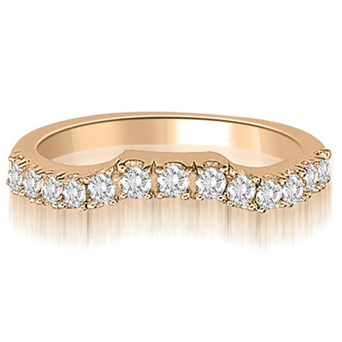 14K Rose Gold 0.25 cttw  Curved Round Cut Diamond Wedding Ring (I1, H-I)