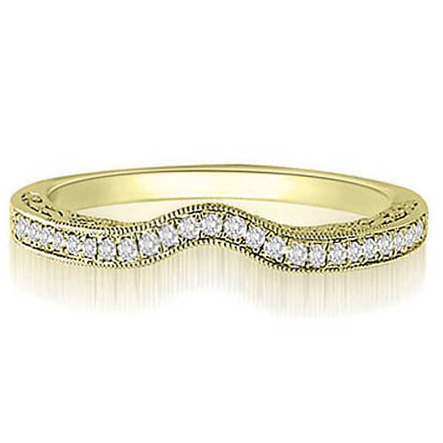 18K Yellow Gold 0.15 cttw  Antique Milgrain Curved Round Diamond Wedding Ring (I1, H-I)