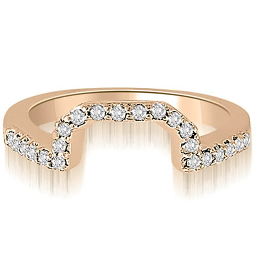 14K Rose Gold 0.20 cttw  Curved Round Cut Diamond Wedding Ring (I1, H-I)