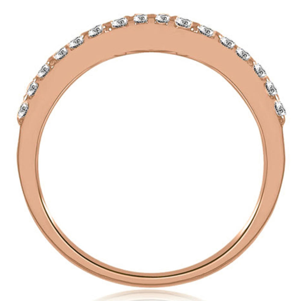 18K Rose Gold 0.24 cttw  Curved Round Cut Diamond Wedding Ring (I1, H-I)