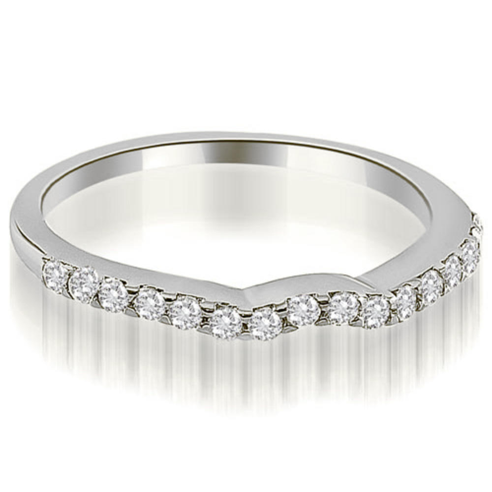 18K White Gold 0.24 cttw  Curved Round Cut Diamond Wedding Ring (I1, H-I)
