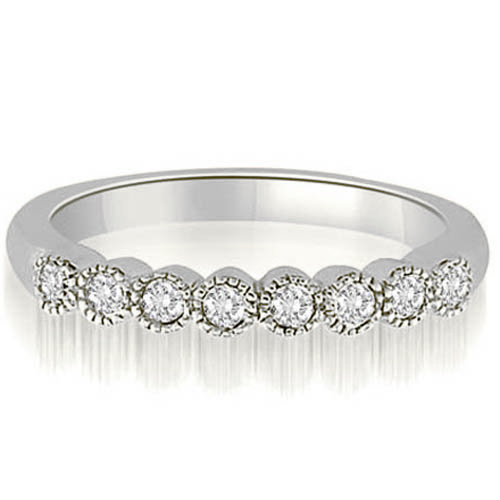 18K White Gold 0.25 cttw  Antique Milgrain Round Cut Diamond Wedding Ring (I1, H-I)