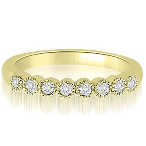 18K Yellow Gold 0.25 cttw  Antique Milgrain Round Cut Diamond Wedding Ring (I1, H-I)