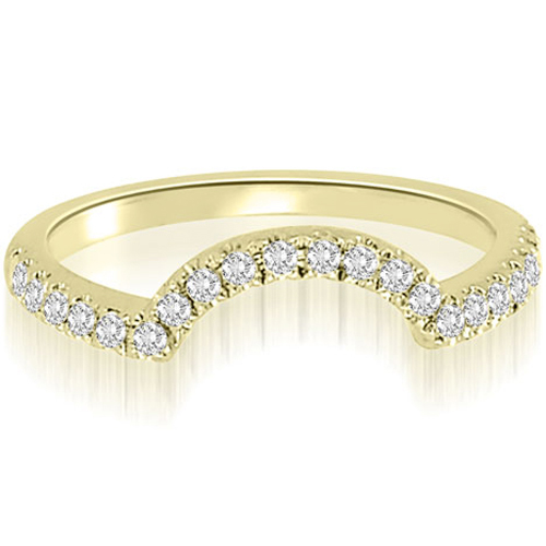 18K Yellow Gold 0.20 cttw  Curved Round Cut Diamond Wedding Ring (I1, H-I)