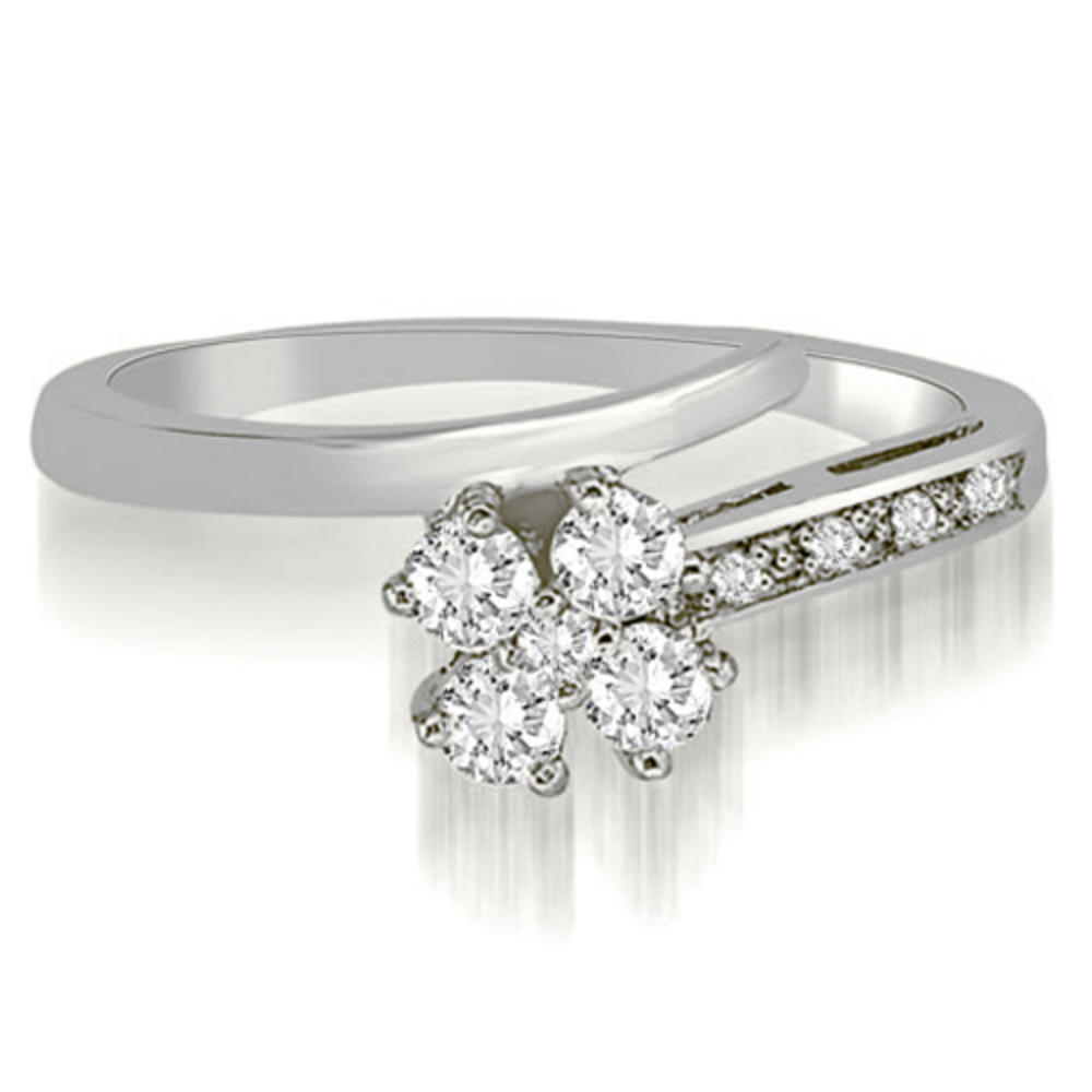 14K White Gold 0.35 cttw Flower Cluster Round Cut Diamond Fashion Ring (I1, H-I)