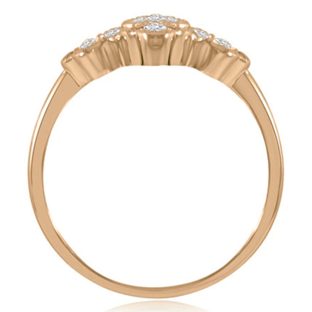 14K Rose Gold 0.30 cttw  Fancy Milgrain Round Cut Cluster Diamond Ring (I1, H-I)