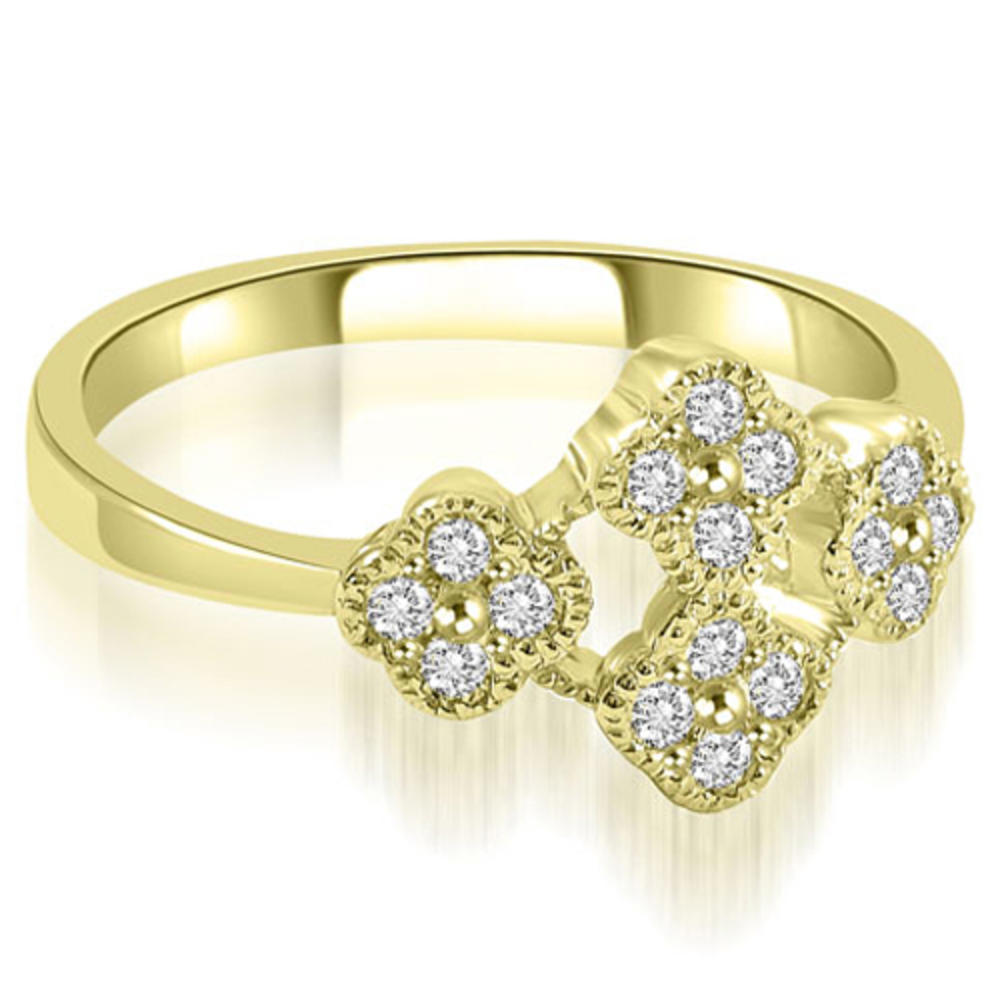 14K Yellow Gold 0.30 cttw  Fancy Milgrain Round Cut Cluster Diamond Ring (I1, H-I)