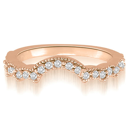 18K Rose Gold 0.23 cttw  Milgrain Curved Petite Round Cut Diamond Wedding Ring (I1, H-I)