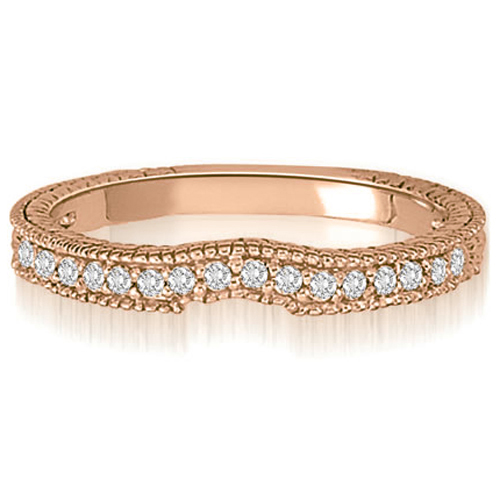 18K Rose Gold 0.15 cttw. Antique Style Milgrain Round Cut Diamond Wedding Ring (I1, H-I)