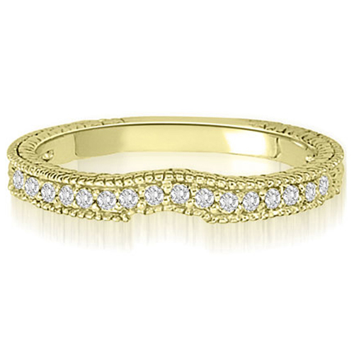 18K Yellow Gold 0.15 cttw. Antique Style Milgrain Round Cut Diamond Wedding Ring (I1, H-I)