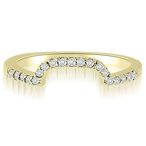 18K Yellow Gold 0.19 cttw  Curved Round Cut Diamond Wedding Ring (I1, H-I)